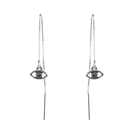 Aros de Plata 925 Cadena Ojo Turco