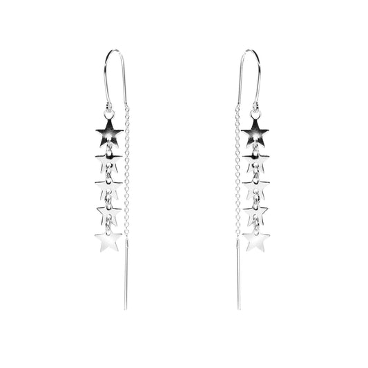 Aros de Plata 925 Cadenas Serie Estrellada