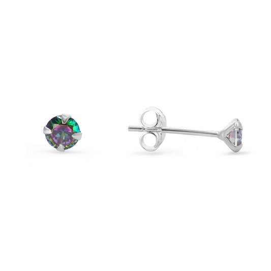 Aros de Plata 925 Circón Místico 4 mm