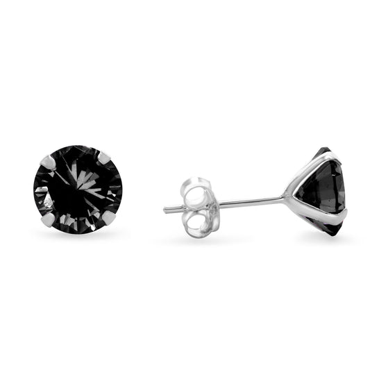 Aros de Plata 925 Circón Ónix con Grifa 8 mm