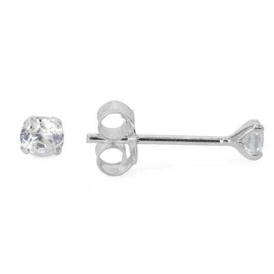 Aros de Plata 925 Circón Redondo 3 mm