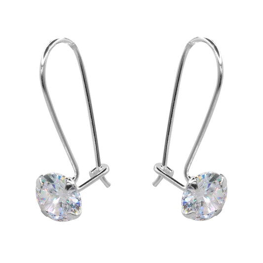 Aros de Plata 925 Circón Único 6 mm