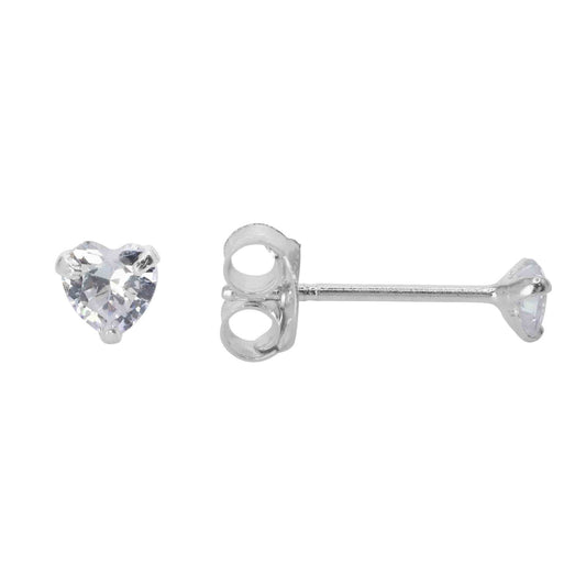 Aros de Plata 925 Circones de Corazón 3 mm