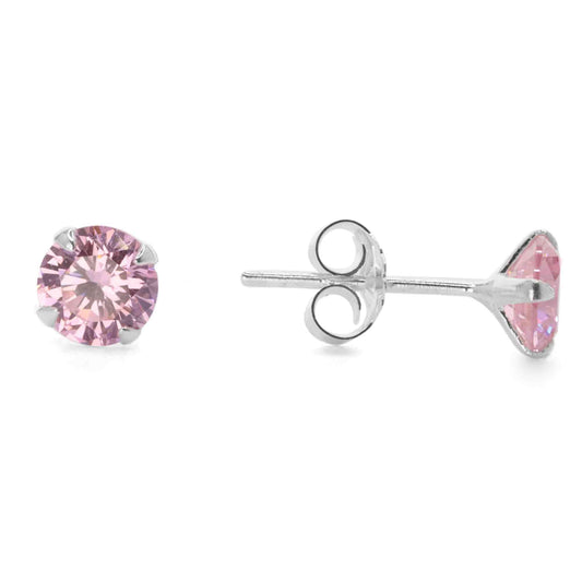 Aros de Plata 925 Circones Rosas 5 mm
