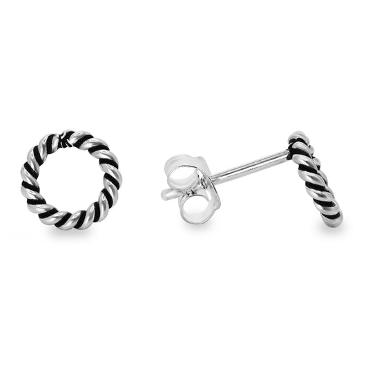 Aros de Plata Circulo Anudado Envejecido