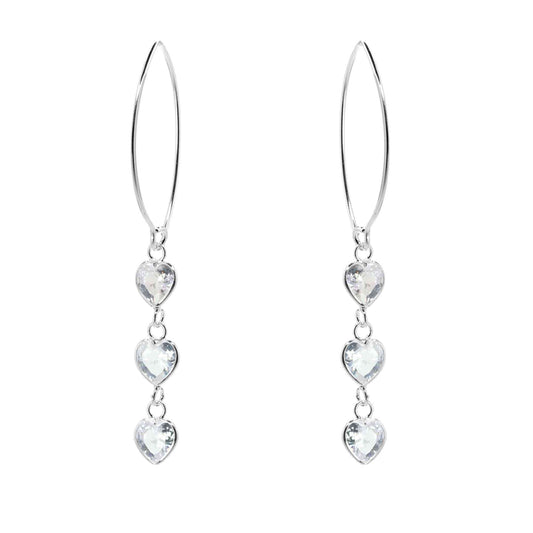 Aros de Plata 925 Colgante con Trio de Corazones Circón