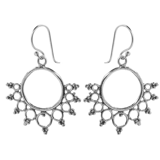 Aros de Plata 925 Colgante Diseño Circulo Tribal con Acabado Envejecido