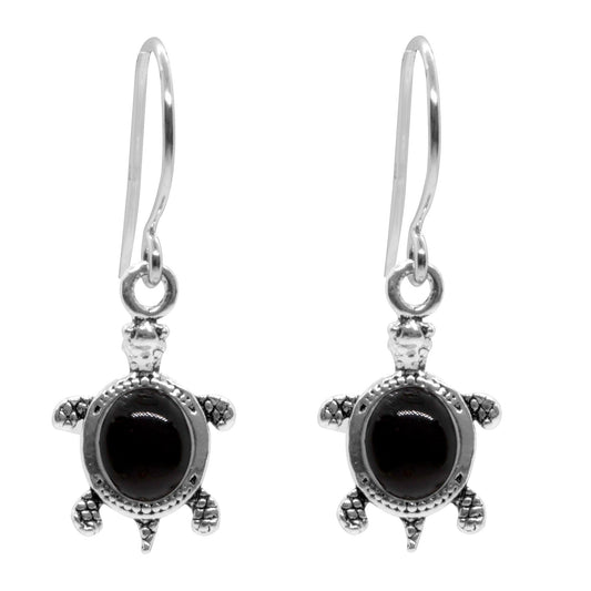 Aros de Plata 925 Colgante Tortuga Onix