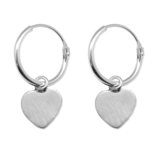 Aros de Plata Colgantes Corazón Liso