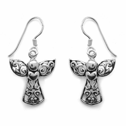 Aros de Plata 925 Colgantes de Ángeles Corazón