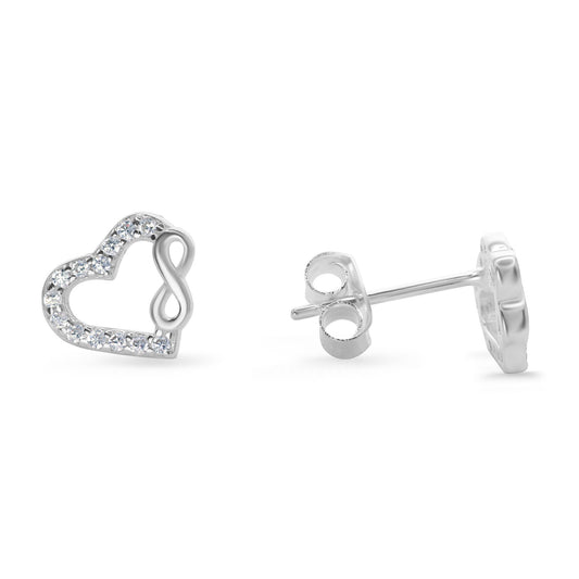 Aros de Plata 925 Corazón e Infinito con Pequeños Circones