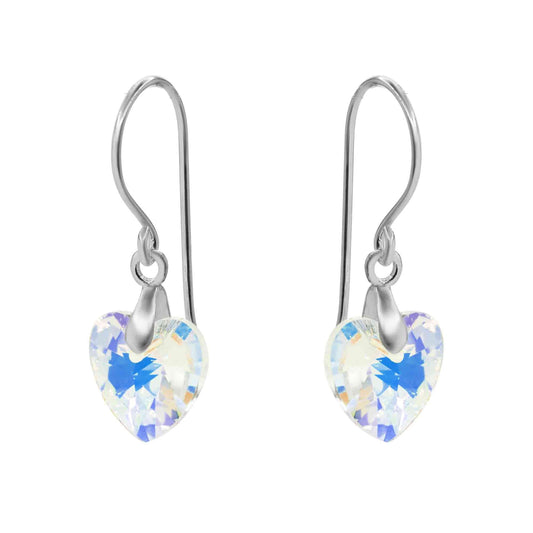 Aros de Plata 925 Corazones de Cristal Tornasol