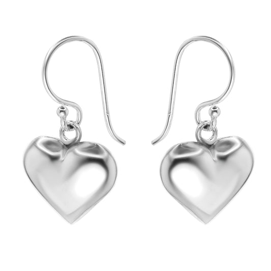 Aros de Plata 925 Corazones Inflados con Gancho