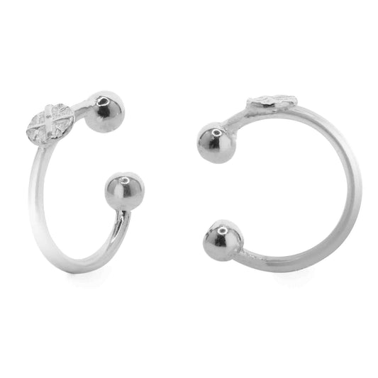 Aros de Plata 925 Cuff con Plaquita 10 mm
