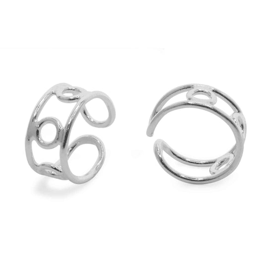Aros de Plata 925 Cuff Diseño Círculos
