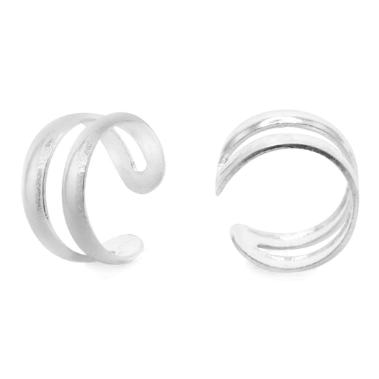 Aros de Plata 925 Cuff Doble Banda Lisa