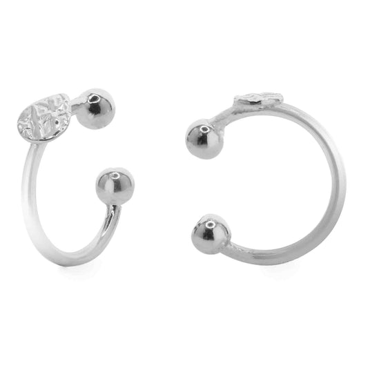 Aros de Plata 925 Cuff Gota con Relieve