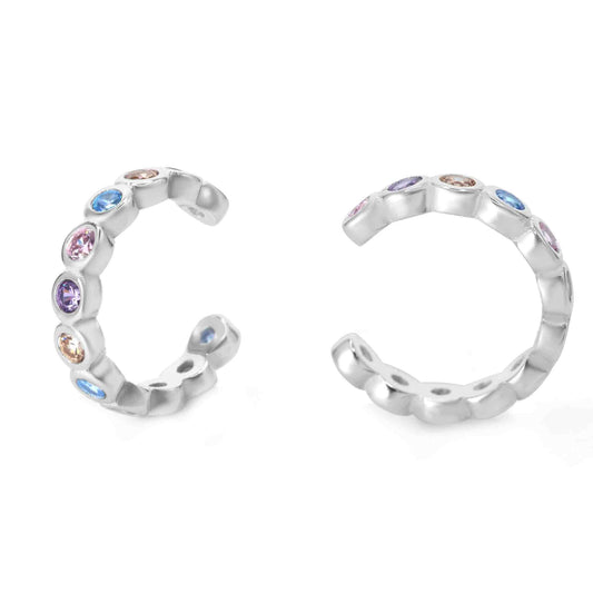 Aros de Plata 925 Cuff Modelo Arcoíris