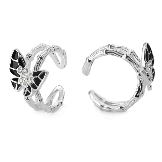 Aros de Plata 925 Cuff Modelo Mariposa Esmaltado con Circones