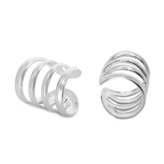 Aros de Plata 925 Cuff Multi Banda Lisa