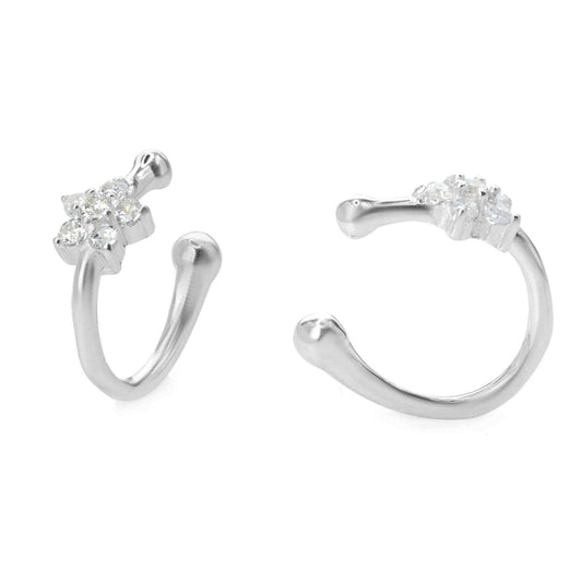 Aros de Plata 925 Cuff Pequeña Flor de Circones