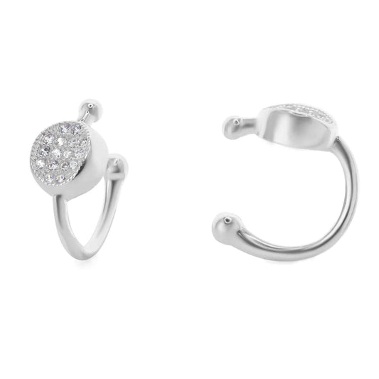 Aros de Plata 925 Cuff Pequeño Circulo con Circones
