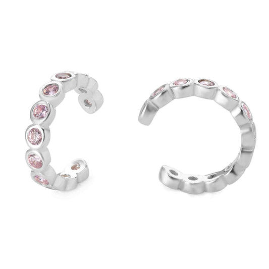Aros de Plata 925 Cuff Serie Circones Rosa
