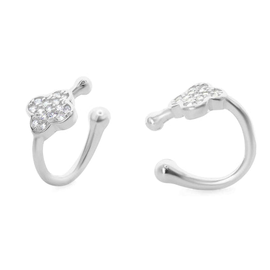 Aros de Plata 925 Cuff Trébol con Circones