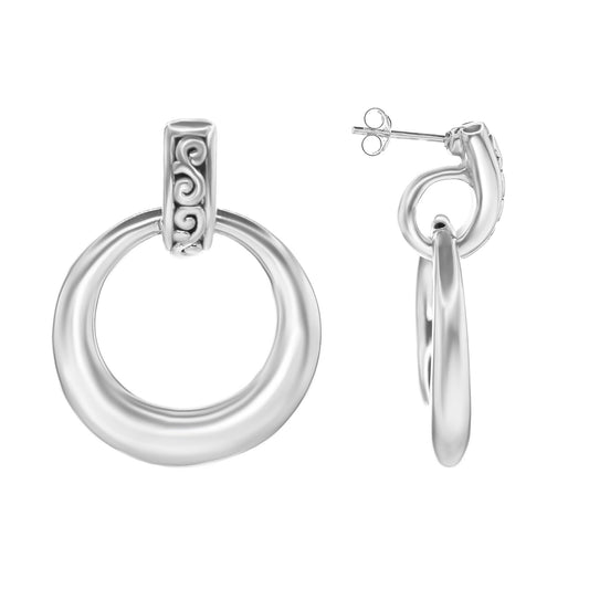 Aros de Plata 925 Diseño Argolla de Estilo Inflado