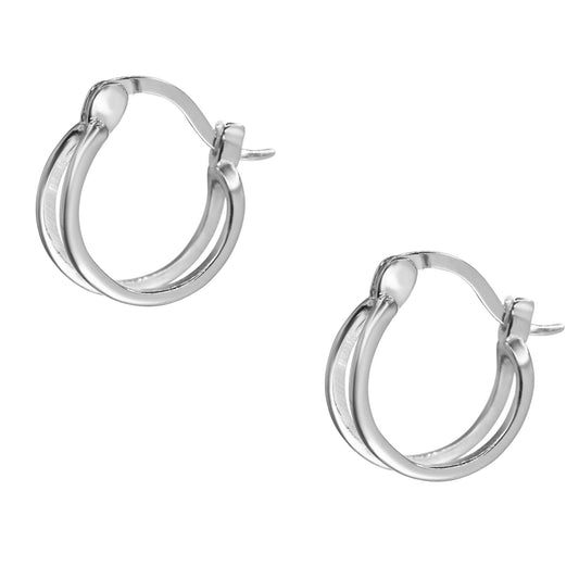 Aros de Plata 925 Diseño Argolla Lisa Doble Banda