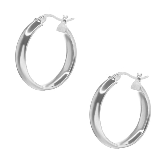 Aros de Plata 925 Diseño Argolllas Lisas con Broche Criollo 24 mm