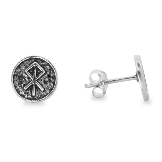 Aros de Plata 925 Diseño Botón con Símbolo Celta
