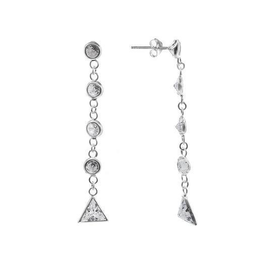 Aros de Plata 925 Diseño Circulo Y Triangulo de Circones