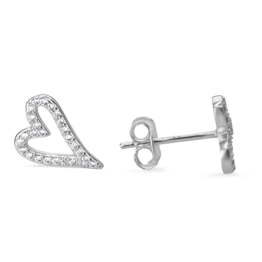 Aros de Plata 925 Diseño Corazón con Circones
