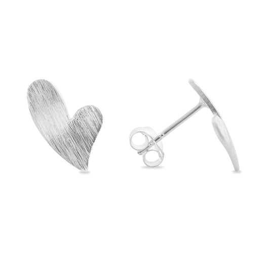 Aros de Plata - Corazón Irregular Satinado