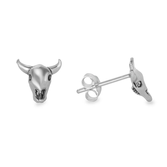Aros de Plata 925 Diseño Cráneos de Búfalo