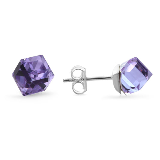 Aros de Plata - Cubos de Cristal Lavanda