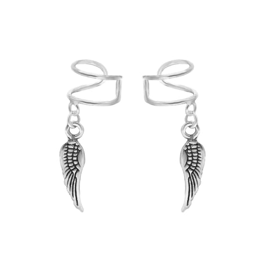 Aros de Plata 925 Diseño Cuff con Pluma