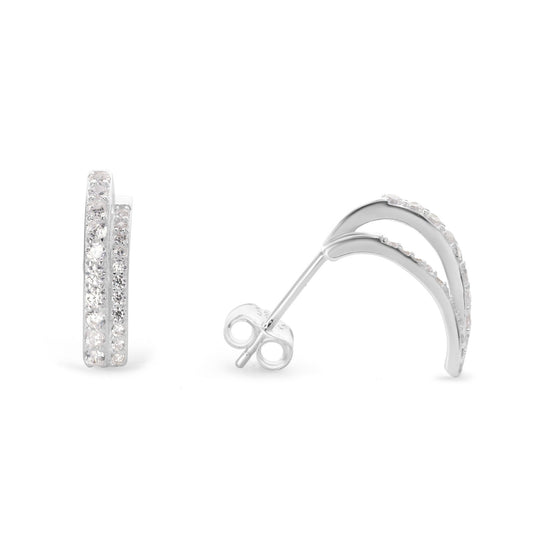 Aros de Plata 925 Diseño Curvo con Circones