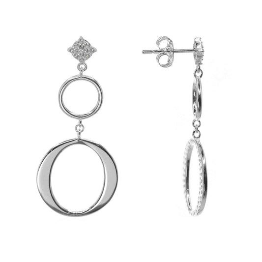 Aros de Plata 925 Diseño Doble Anillos con Circones