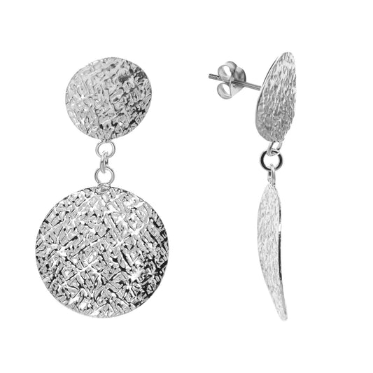 Aros de Plata 925 Diseño Doble Placa con Textura