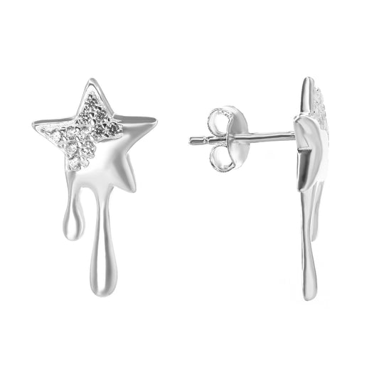 Aros de Plata - Estrella Fundida con Microcircones