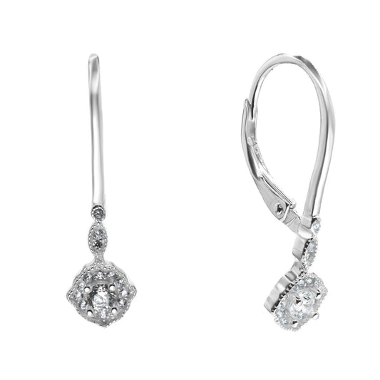 Aros de Plata 925 Diseño Flor con Circones Y Broche Clip