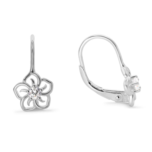 Aros de Plata 925 Diseño Flores con Aplicación de Circón Y Broche Clip