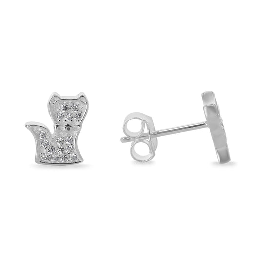 Aros de Plata 925 Diseño Gato de Circones