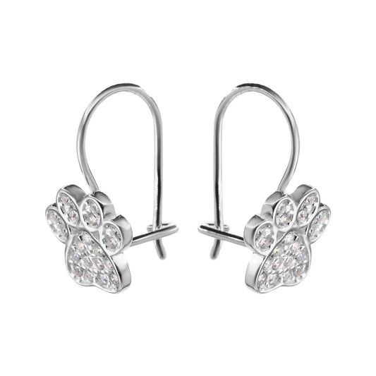Aros de Plata 925 Diseño Huella con Circones