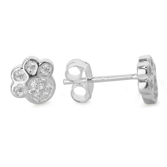 Aros de Plata 925 Diseño Huellas con Circones