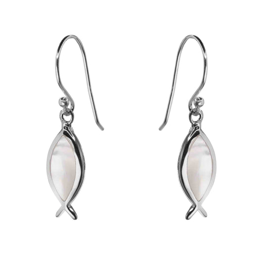 Aros de Plata 925 Diseño Ictus de Nácar