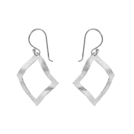 Aros de Plata 925 Diseño Marco Irregular Satinado