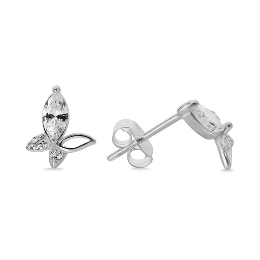 Aros de Plata 925 Diseño Mariposa con Ala Circón